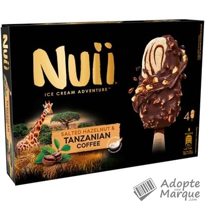Nuii Glaces Salted Hazelnut & Tanzanian Coffee La boîte de 4 bâtonnets - 266G