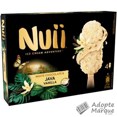 Nuii Glaces White Chocolate & Java Vanilla La boîte de 4 bâtonnets - 268G