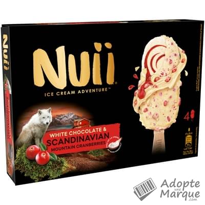 Nuii Glaces White Chocolate & Scandinavian Mountain Cranberries La boîte de 4 bâtonnets - 268G