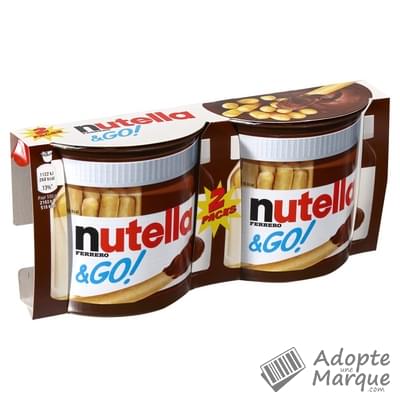 Nutella Nutella®&Go! - Pâte à tartiner aux Noisettes & Cacao avec ses bâtonnets céréaliers Les 2 pots de 52G