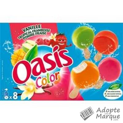 Oasis So Color - Bâtonnets glacés - Vanille, Tropical-Framboise, Pomme & Fraise Les 8 bâtonnets - 300G