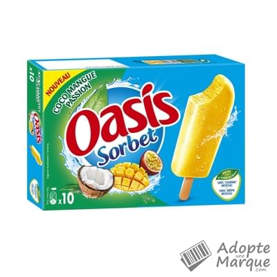 Oasis Sorbet - Bâtonnets glacés - Coco, Mangue & Passion Les 10 bâtonnets - 400G