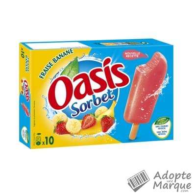 Oasis Sorbet - Bâtonnets glacés - Fraise & Banane Les 10 bâtonnets - 400G