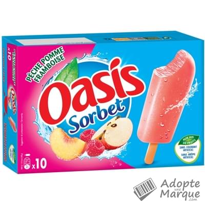 Oasis Sorbet - Bâtonnets glacés - Pêche, Pomme & Framboise Les 10 bâtonnets - 400G