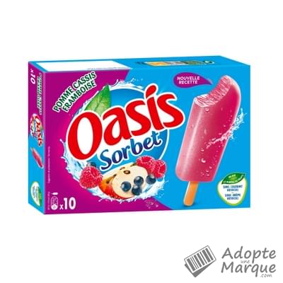 Oasis Sorbet - Bâtonnets glacés - Pomme, Cassis & Framboise Les 10 bâtonnets - 400G