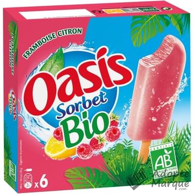 Oasis Sorbet Bio - Bâtonnets glacés - Framboise & Citron Les 6 bâtonnets - 240G