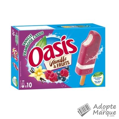 Oasis Vanille & Fruits - Bâtonnets glacés Vanille, Framboise & Cassis Les 10 bâtonnets - 400G