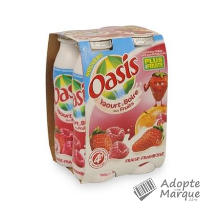 Oasis Yaourt à boire aux fruits - Fraise & Framboise Les 4 bouteilles de 160G