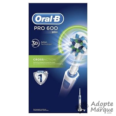 Oral B Brosse à dents électrique Pro 600 3D Cross Action blanche La brosse à dents