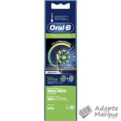 Oral B Brossettes électriques Cross Action CleanMaximiser Black Edition La boîte de 2 brossettes