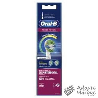 Oral B Brossettes électriques Floss Action CleanMaximiser La boîte de 2 brossettes