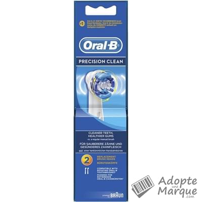 Oral B Brossettes électriques Precision Clean La boîte de 2 brossettes