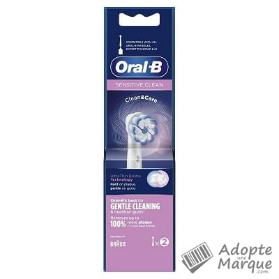 Oral B Brossettes électriques Sensitive Clean - Clean & Care La boîte de 2 brossettes