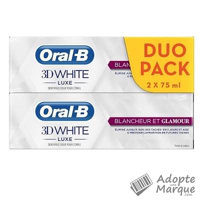 Oral B Dentifrice 3D White Luxe, Blancheur & Glamour Les 2 tubes de 75ML