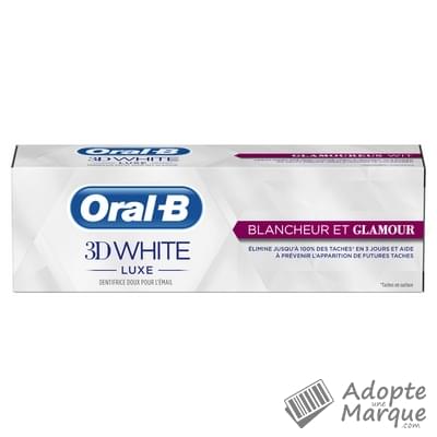 Oral B Dentifrice 3D White Luxe, Blancheur & Glamour Le tube de 75ML