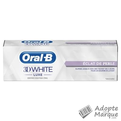 Oral B Dentifrice 3D White Luxe Eclat de Perle Le tube de 75ML