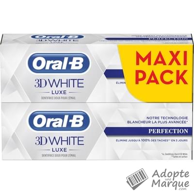 Oral B Dentifrice 3D White Luxe Perfection Les 2 tubes de 75ML