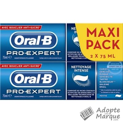 Oral B Dentifrice Pro-Expert Nettoyage Intense Les 2 tubes de 75ML