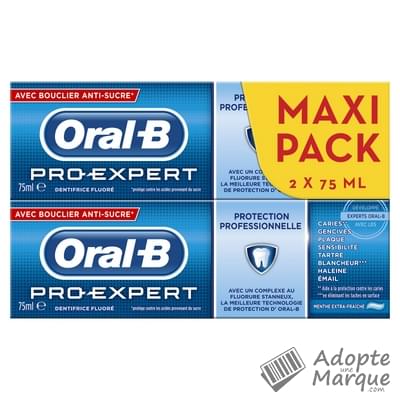 Oral B Dentifrice Pro-Expert Protection Professionnelle Les 2 tubes de 75ML