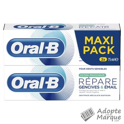 Oral B Dentifrice Répare Gencives & Email Extra Fraîcheur Les 2 tubes de 75ML