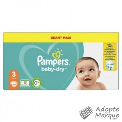 Pampers Baby Dry - Couches Taille 3 (6 à 10 kg) Le paquet de 104 couches