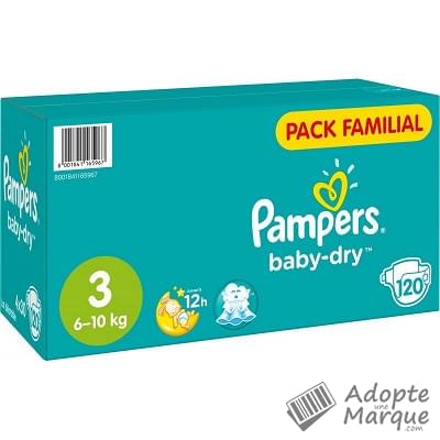 Pampers Baby Dry - Couches Taille 3 (6 à 10 kg) Le paquet de 120 couches