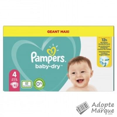 Pampers Baby Dry - Couches Taille 4 (9 à 14 kg) Le paquet de 92 couches