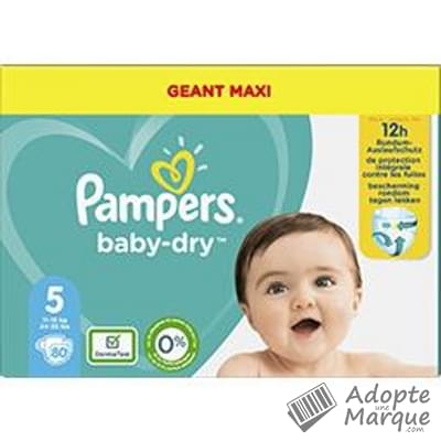 Pampers Baby Dry - Couches Taille 5 (11 à 16 kg) Le paquet de 80 couches