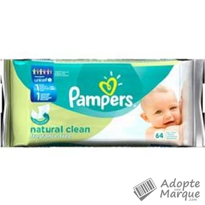 Pampers Lingettes Natural Clean Le paquet de 64 lingettes