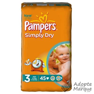Pampers Simply Dry - Couches Taille 3 (4 à 9 kg) Le paquet de 45 couches
