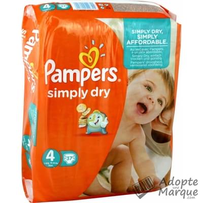 Pampers Simply Dry - Couches Taille 4 (7 à 18 kg) Le paquet de 37 couches