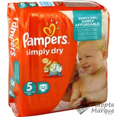 Pampers Simply Dry - Couches Taille 5 (11 à 25 kg) Le paquet de 32 couches