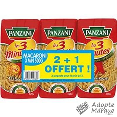 Panzani Pâtes Cuisson 3 Minutes Macaroni Les 3 paquets de 500G