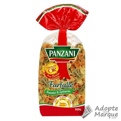 Panzani Pâtes aux Légumes Farfalle Epinards & Tomates Le paquet de 500G