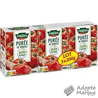 Panzani Purée de Tomates Zéro résidu de pesticides Les 3 briques de 200G