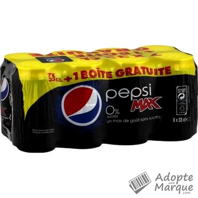 Pepsi Max - Boisson gazeuse aux extraits naturels de végétaux - Zero Sucres Les 8 canettes de 33CL