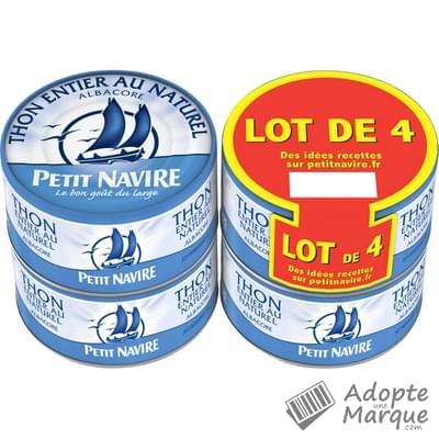 Petit Navire Thon Entier Au Naturel Albacore Les 4 Boîtes De 160G ...