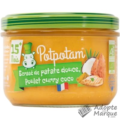 Potpotam Ecrasé de Patate douce & Poulet Curry Coco (dès 15 mois) Le pot de 200G
