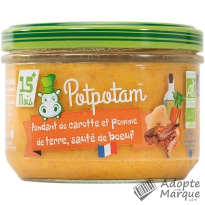 Potpotam Fondant de Carotte & Pomme de terre, Sauté de Bœuf (dès 15 mois) Le pot de 200G