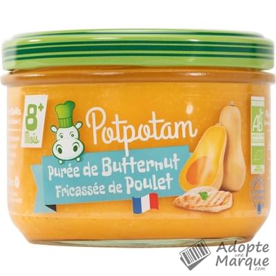 Potpotam Purée de Butternut & fricassée de Poulet (dès 8 mois) Le pot de 180G