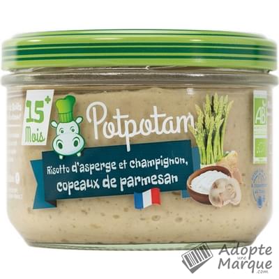 Potpotam Risotto d'Asperge & Champignons, copeaux de Parmesan (dès 12 mois) Le pot de 200G