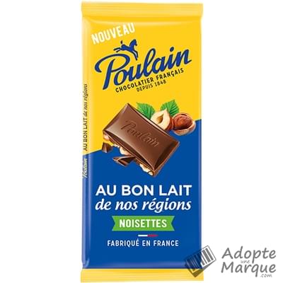 Poulain Chocolat au bon Lait de nos régions & Noisettes Les 2 tablettes de 95G