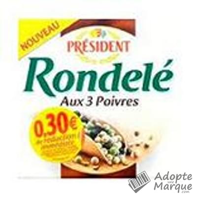 Président Rondelé - Fromage aux 3 Poivres - 30%MG La boîte de 125G