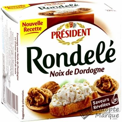 Président Rondelé - Fromage aux Noix de Dordogne - 31%MG La boîte de 125G