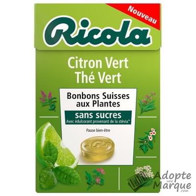Ricola Bonbons Suisses aux Plantes - Citron vert & Thé vert La boîte de 50G