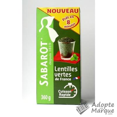 Sabarot Lentilles Vertes de France Cuisson rapide La boîte de 360G