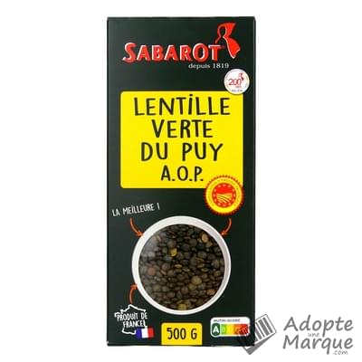 Sabarot Lentilles Vertes du Puy en Velay AOP La boîte de 500G