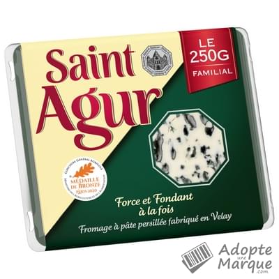 Saint Agur Fromage à pâte persillée 33%MG La barquette de 250G