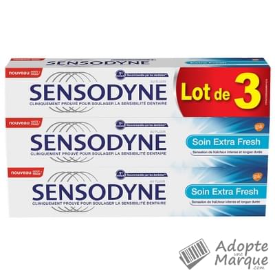 Sensodyne Dentifrice Soin Extra Fresh Les 3 tubes de 75ML