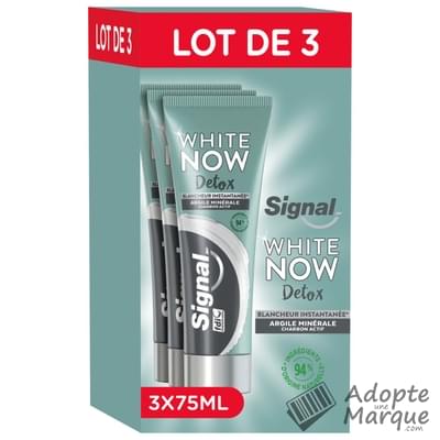 Signal Dentifrice White Now Detox Argile Minérale & Charbon Actif Les 3 tubes de 75ML